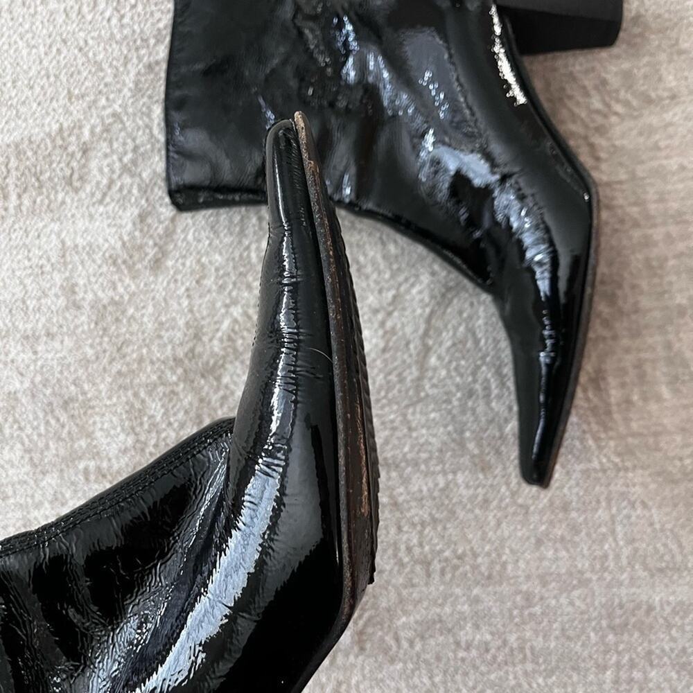 Aquatalia Black Patent Leather Boots size 5 Mob Wife - Picture 4 of 9